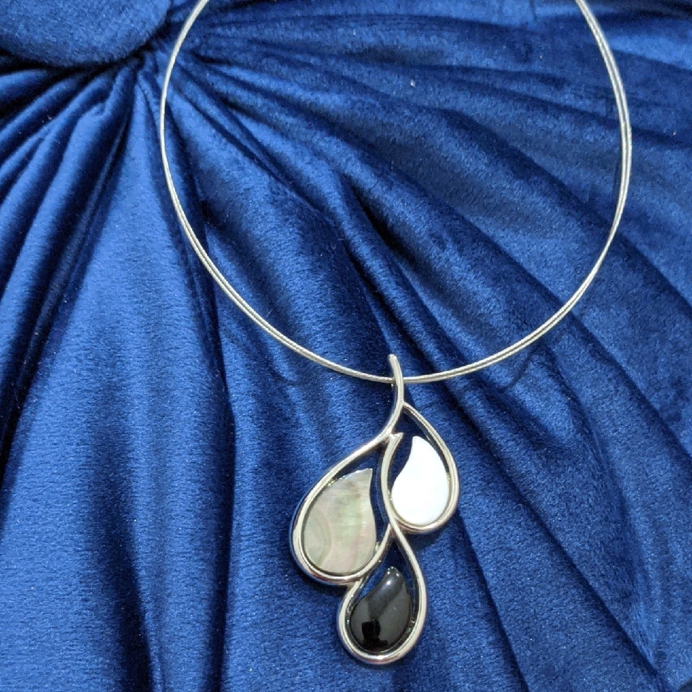 Lia Sophia Silver and Black Teardrop Necklace